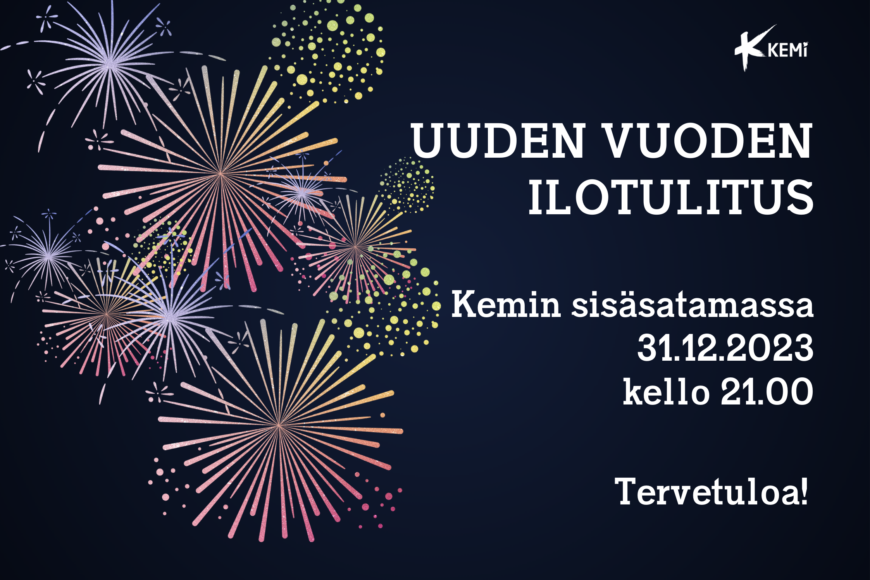 Kemin kaupungin uuden vuoden ilotulitus Kemin sisäsatamassa 31.12.2023.