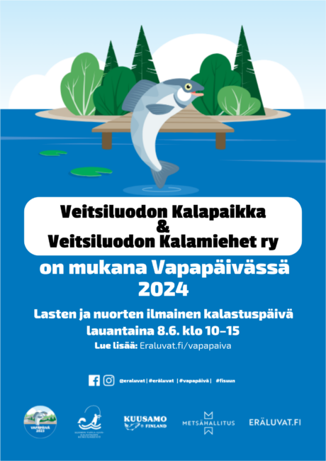 Vapapäivä 2024, lasten ja nuorten ilmainen kalastuspäivä.